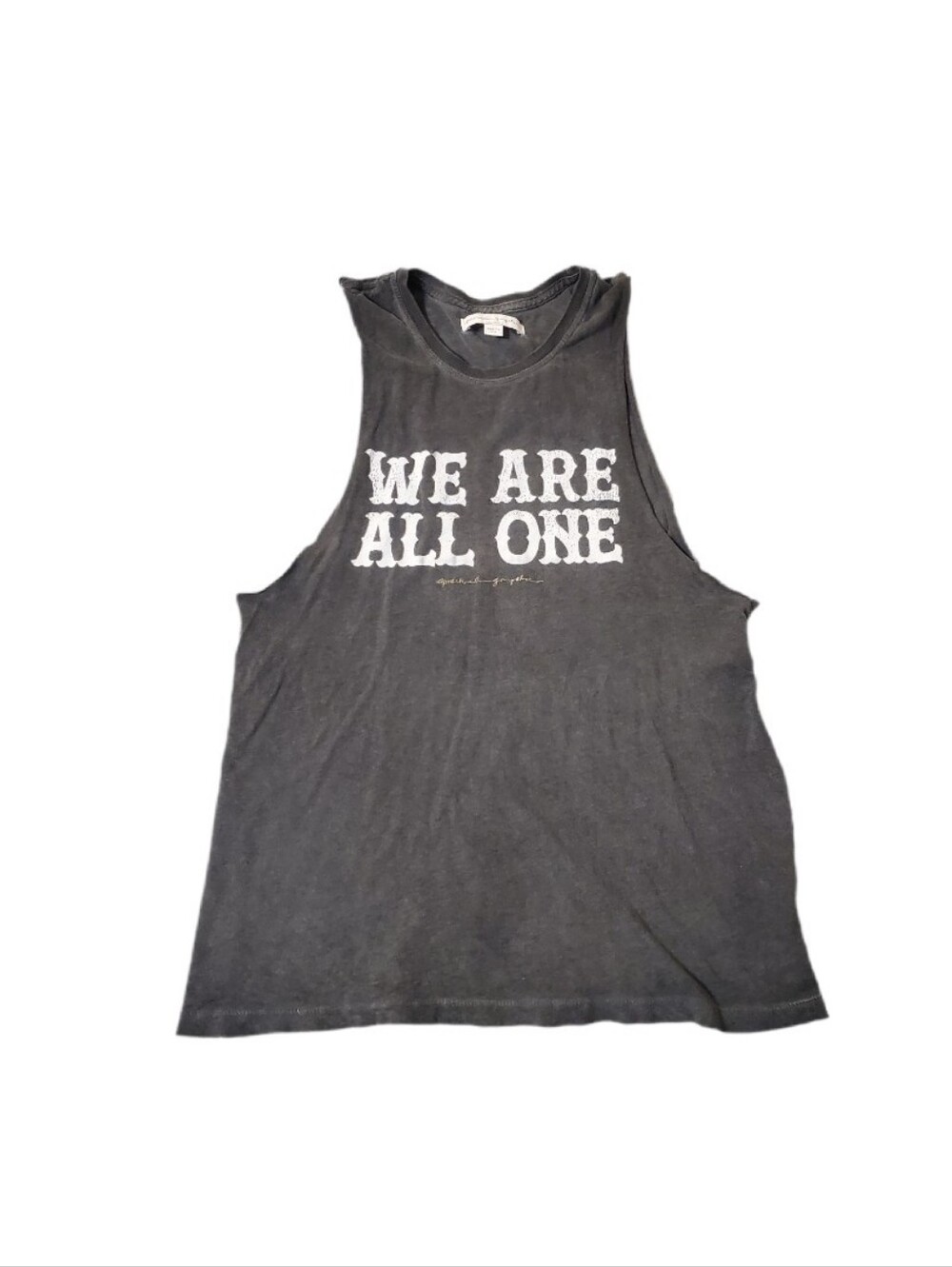 Spiritual Gangster We Are All One Charcoal Black Distressed Muscle Tank Medium